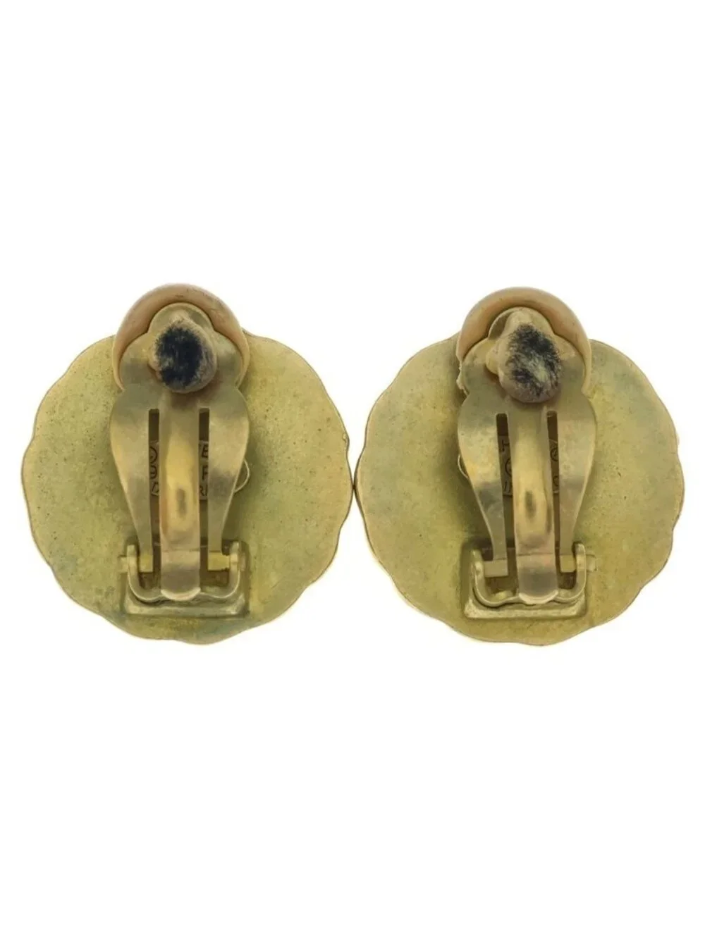 Chanel CC Logo Round Earrings Gold